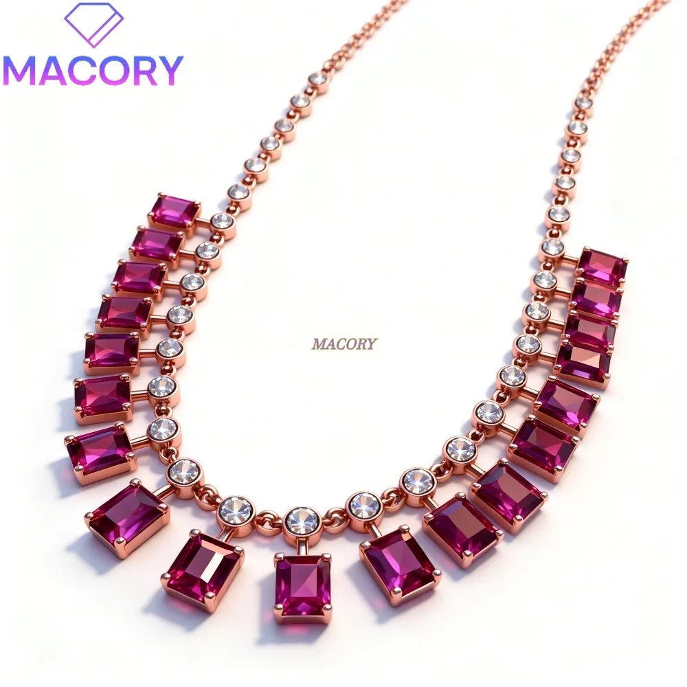 New 925 sterling silver women's natural garnet magnesium aluminium necklace elegant and generous jewellery gift accessory