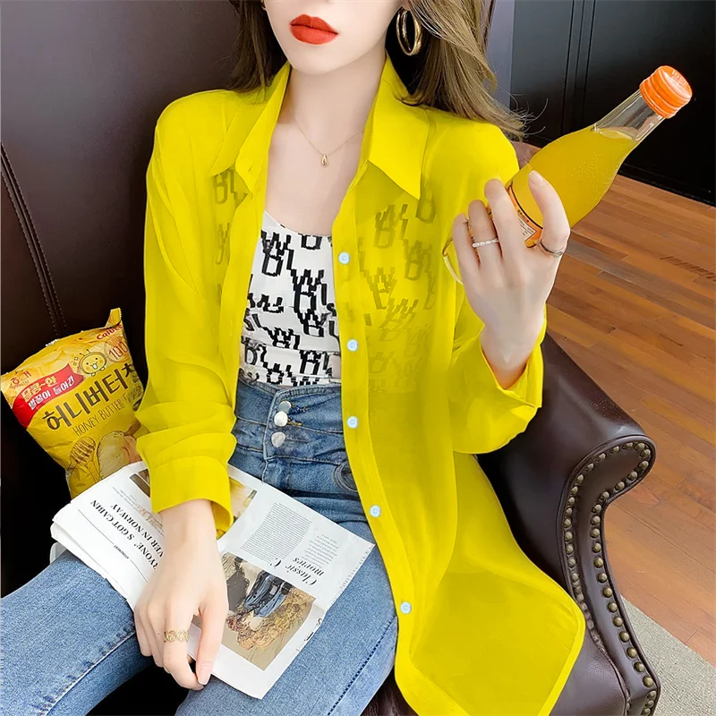 Sunscreen Thin Summer Coat Women\'s Chiffon Shirt 2024 New Top Can Be Worn Outside The Ice Silk In Sun-Protective Clothing