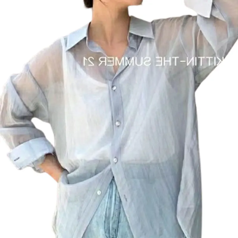 2024 Elegant Fashion Harajuku Slim Fit All Match Shirt Button POLO Collar Long Sleeve Tops Women Loose All Match Female Clothes