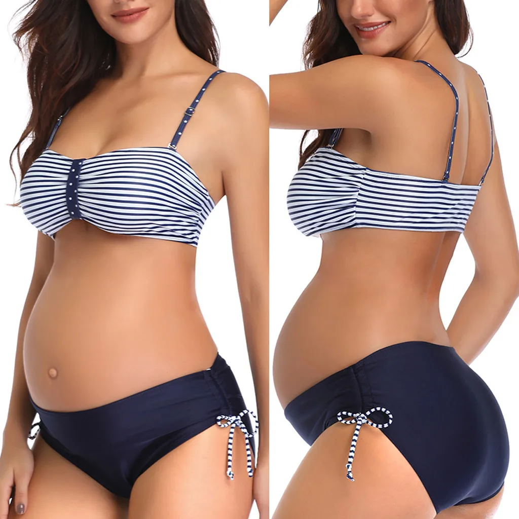 

2pcs Maternity Tankinis Women Stripeprinted Bikinis Swimsuit Bikini Set Beachwear Pregnant Swim Suit Pregnancy Swimsuit Bathing