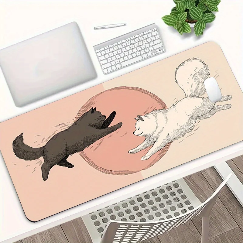 

Creative black and white cat design mouse pad, computer desk accessory, rubber material, washable, high quality