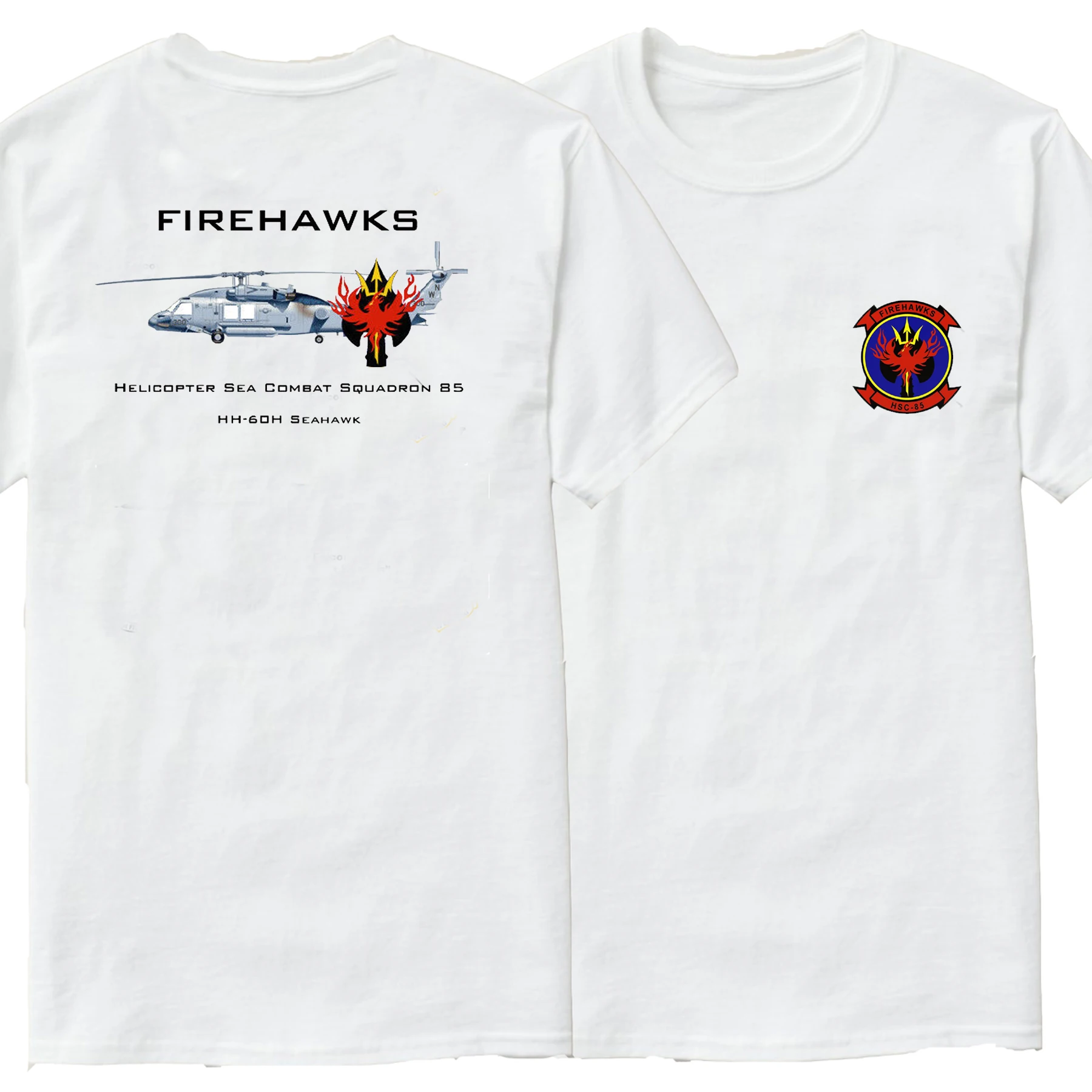 HSC-85 Firehawks Squadron MH-60S Seahawk Helicopters T-Shirt Short Sleeve Casual 100% Cotton O-Neck Mens T-shirt Size S-3XL