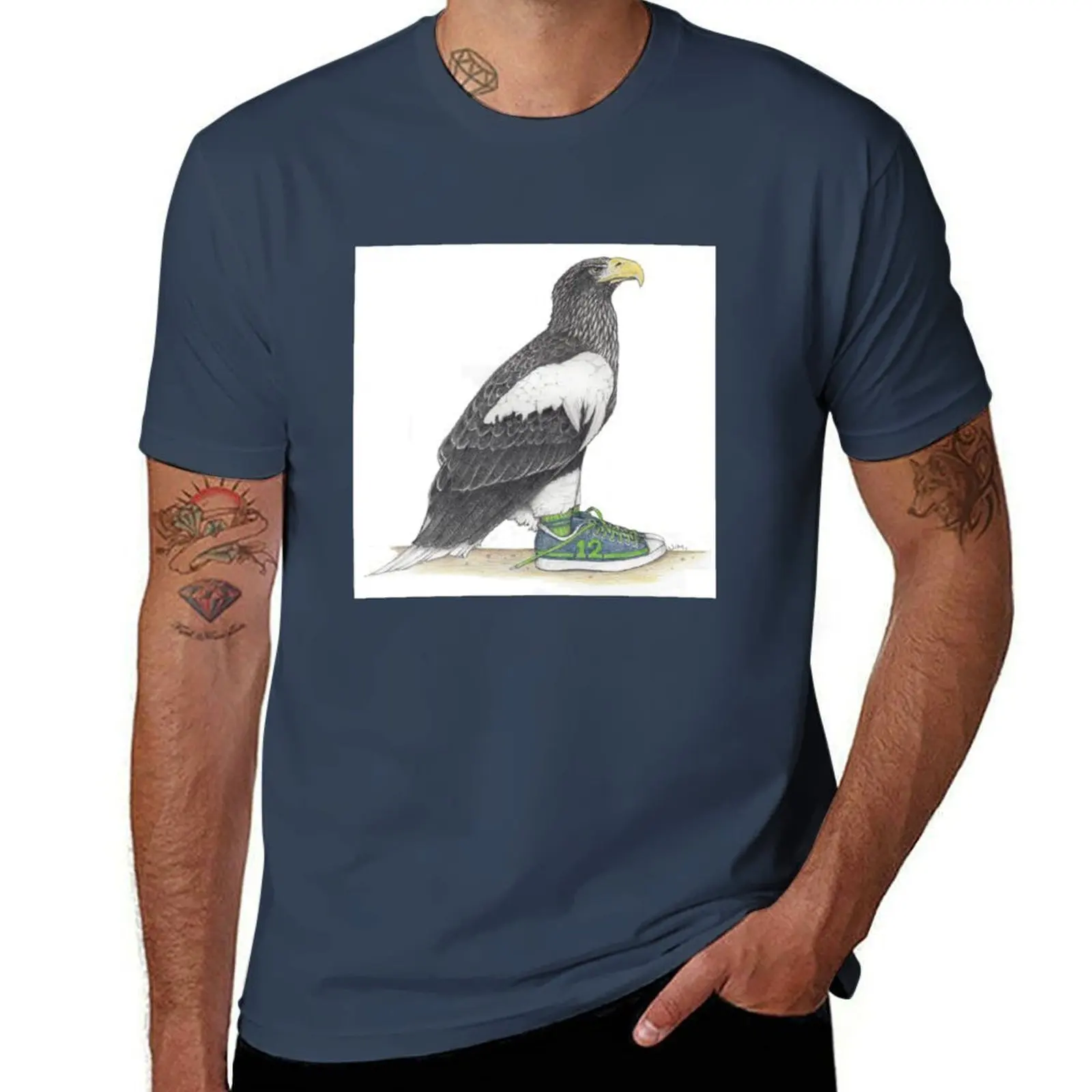 

Seahawk in fan shoes T-Shirt Large Size Short Sleeve T-Shirt