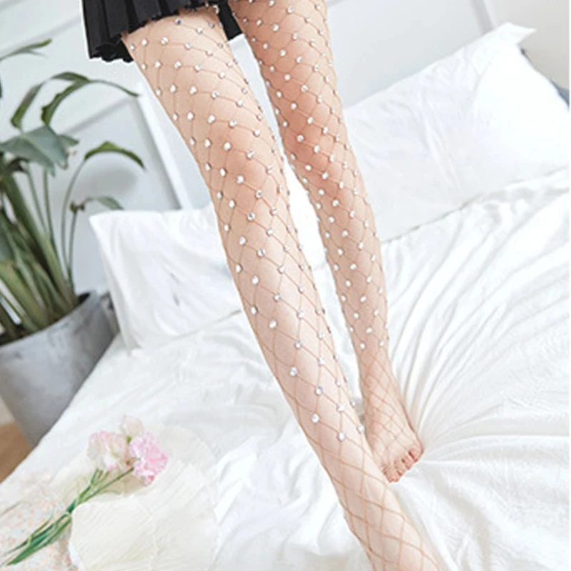 1pcs New Personality Pearl Hot Diamond Mesh Pantyhose