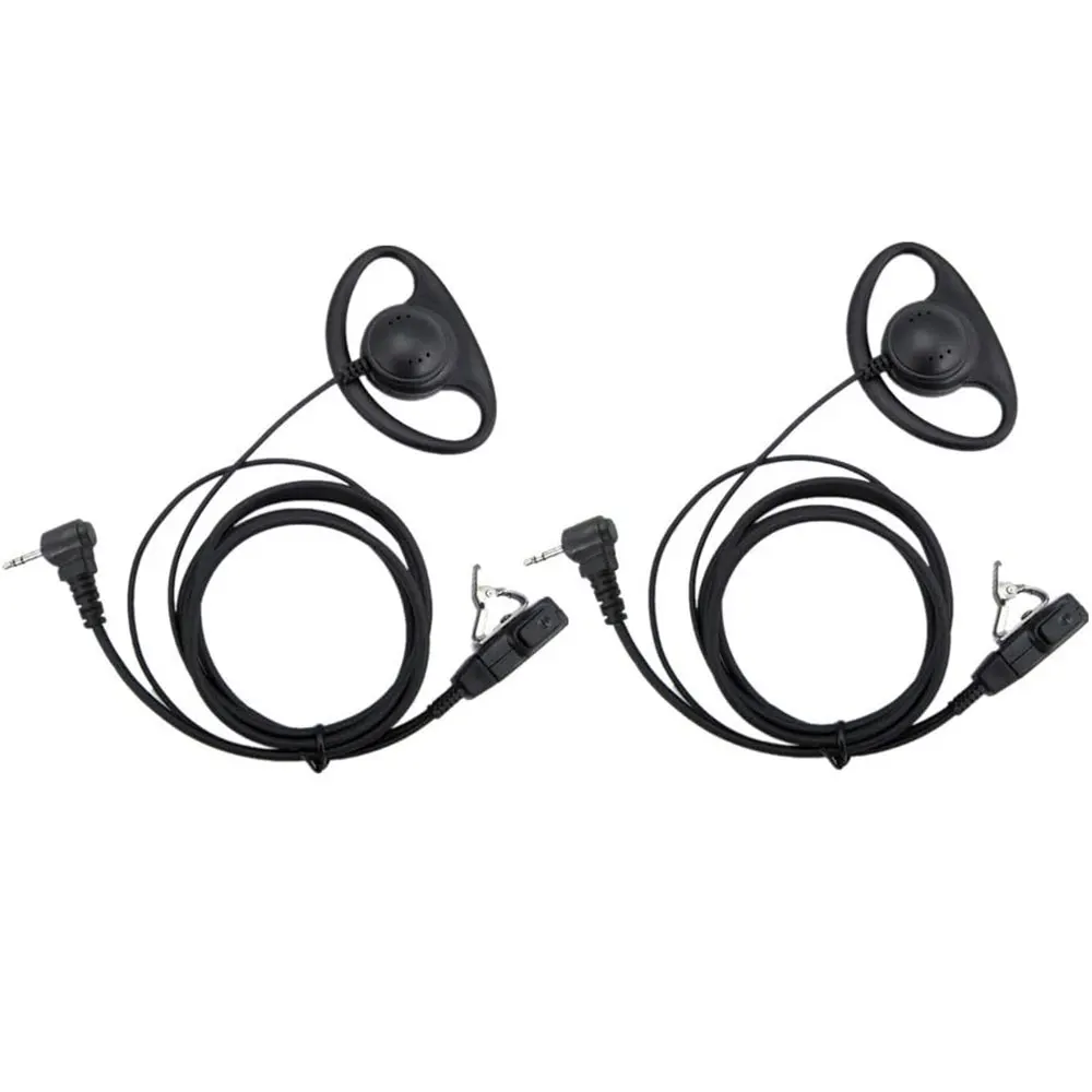2pcs D-Shaped Earpiece 1 Pin Earphone Headset PTT and Mic Compatible for Motorola Two Way Radio TLKR T3 T4 T60 T80 MR350R