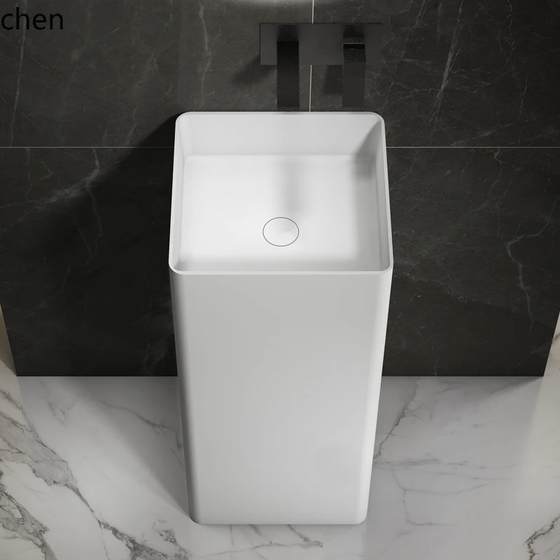 

LXC villa garden artificial stone column basin square mini simple bathroom independent washbasin integrated floor type