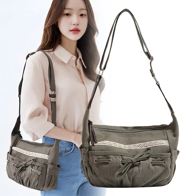 

2025 New Trend Designer Women Casual Shoulder Bag Y2K Aesthetic Streetwear Drawstring Handbag Vinage Crossbody Bag Denim Bag