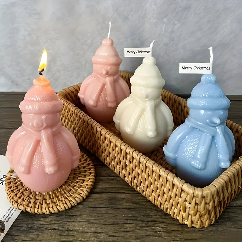 قالب سيليكون لشمعة رجل الثلج لصابون الجبس الراتنج الحرف اليدوية تصميم عيد الميلاد ديكور المنزل وهدايا العيد