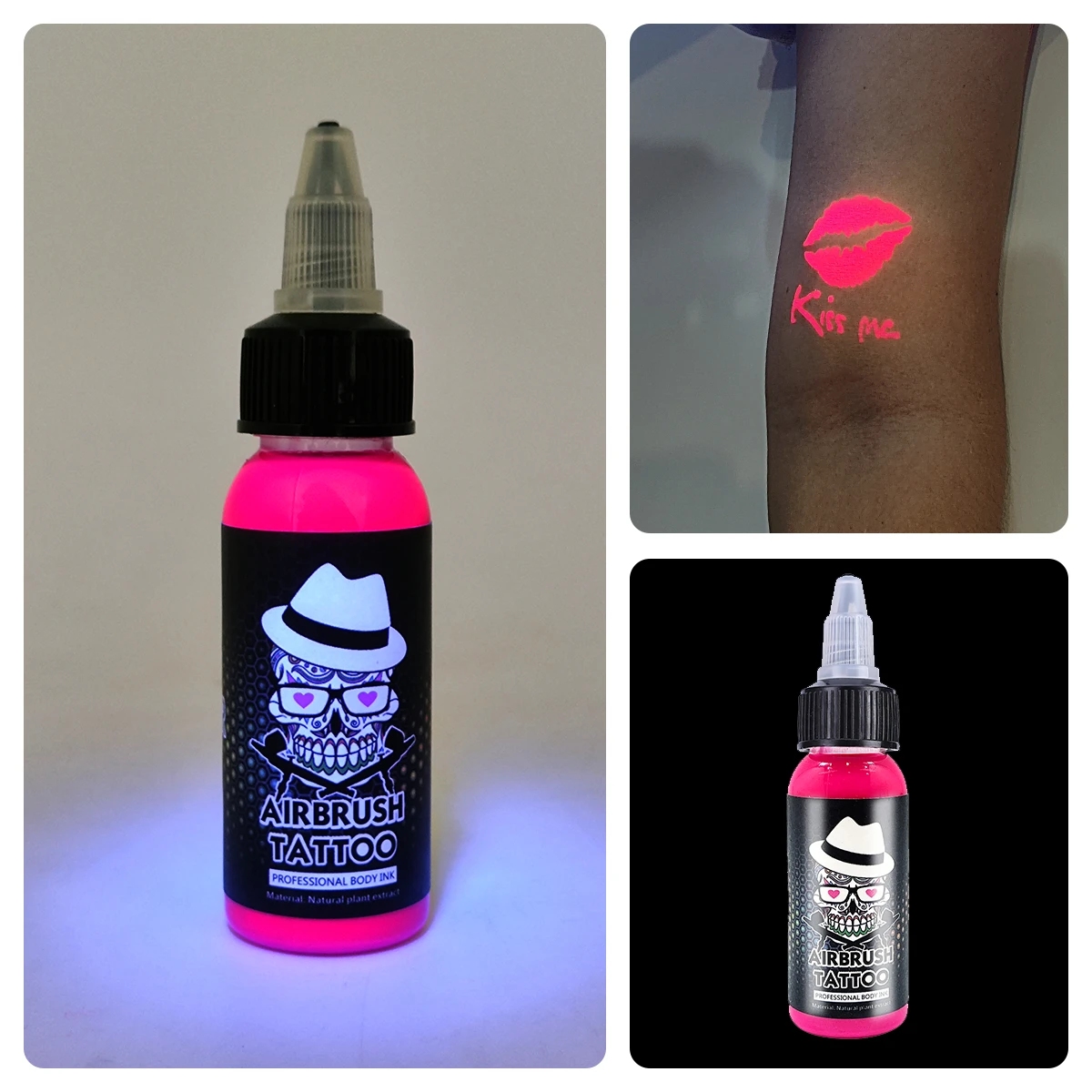 OPHIR Fluorescent Inks for Airbrush Temporary Tattoo 30ML/Bottle 8 Colors Body Painting Pigment  for Choose TA103(1-8)