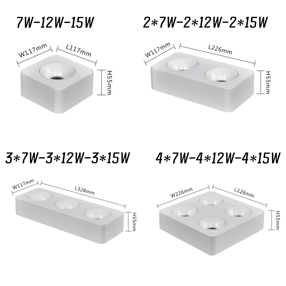 Square Ultrathin Anti-glare COB Spotlights LED ceiling light 7W 12W 15W 55mm thick Dimmable AC85-265V Ceiling lamp Home business