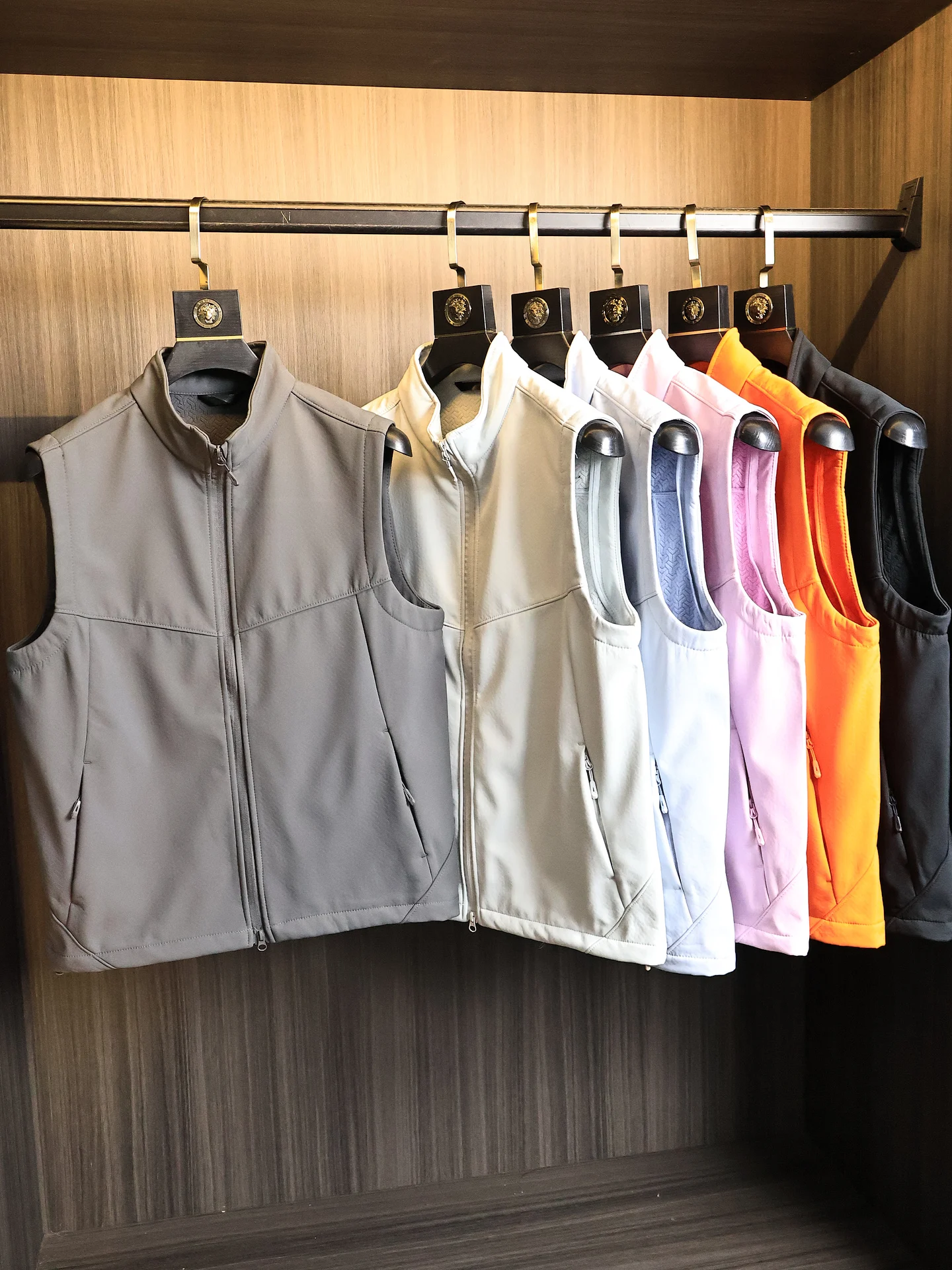 Waterproof Softshell Vest Men's Composite Fleece Lined Stand Collar Jacket Outerwear Trendy Autumn Winter Standard Fit Zipper