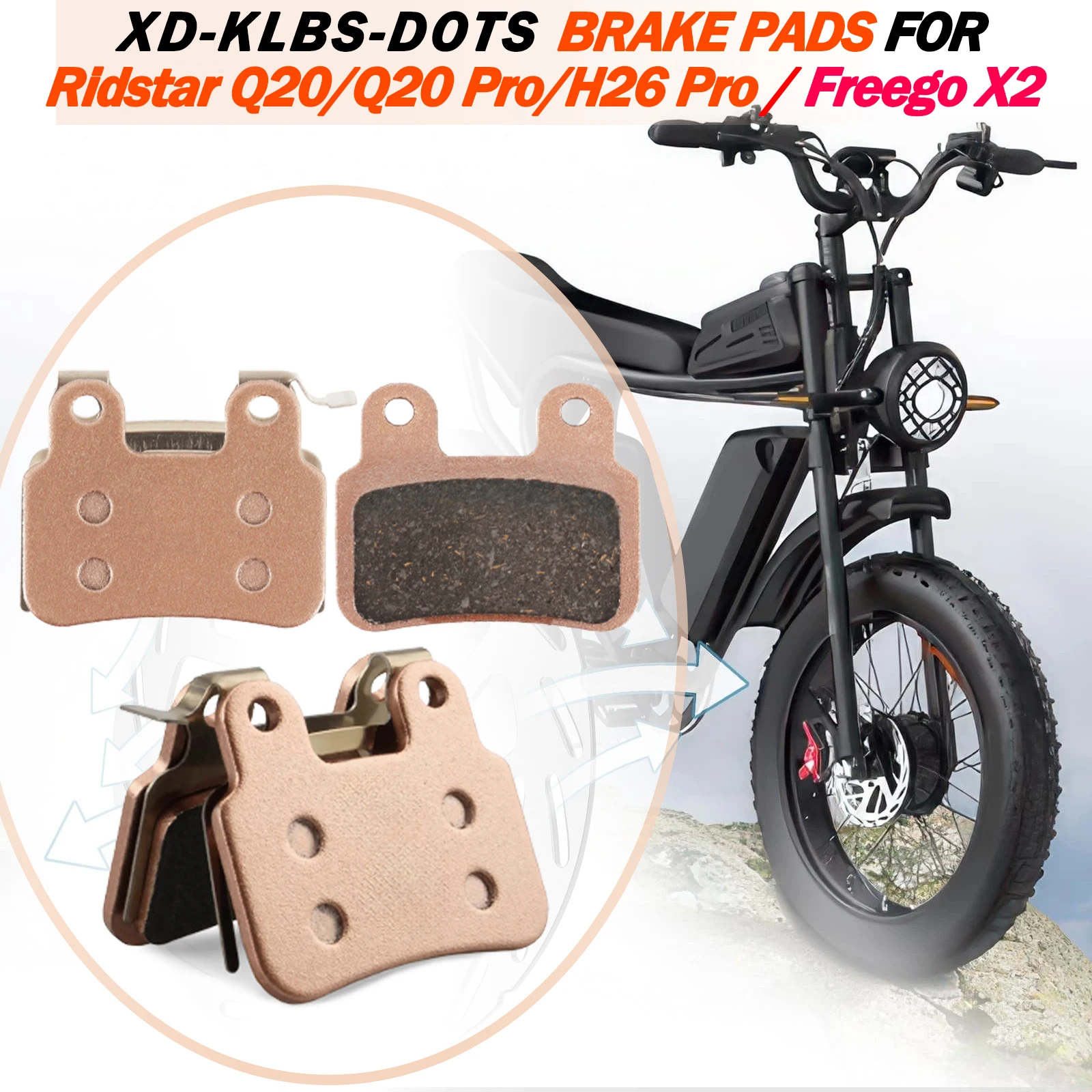 

Motorcycle Semi-Metallic Front Rear Brake Pads Motorcycle Accessories For Ridstar Q20 E-Bikes Electric Dirt Bike Hydraulic Disc