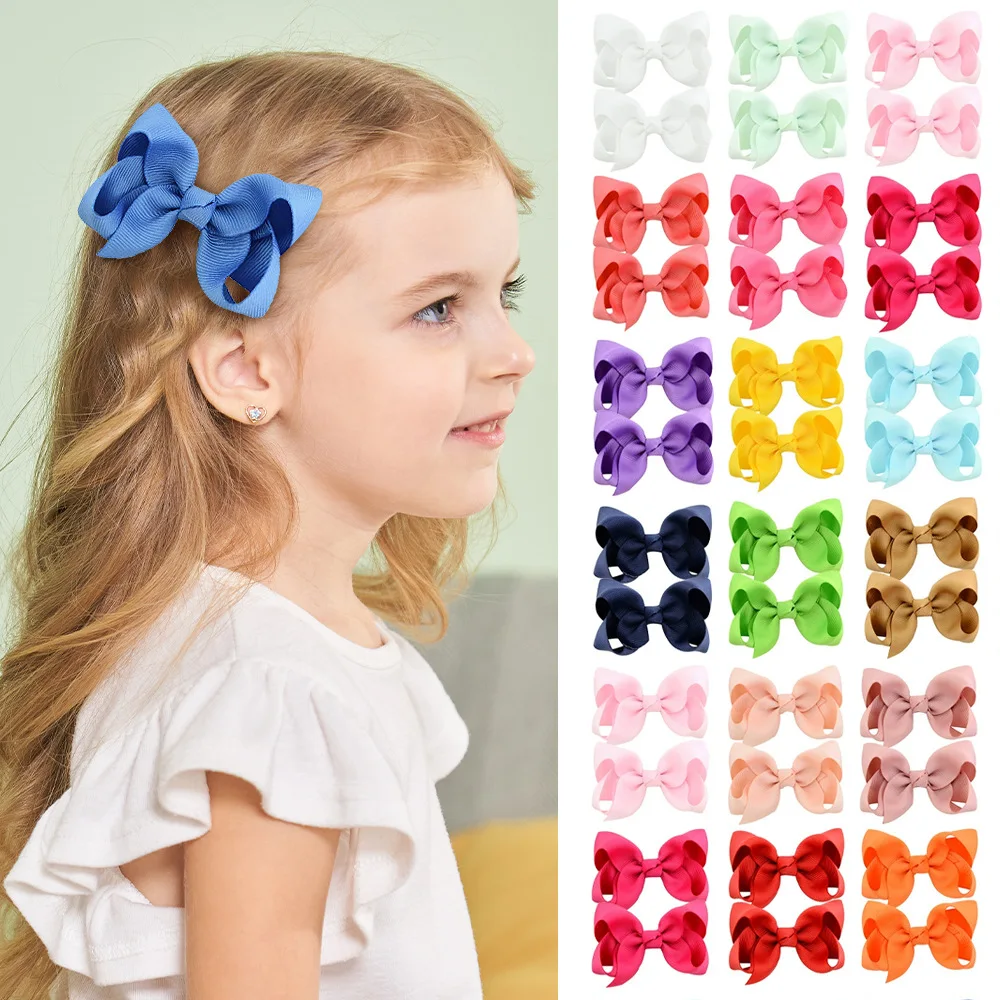 

2pcs/set Candy Color Sweet Bows Hair Clips for Baby Girls Cute Lovely Ribbon Hairpins Kids Headwear Kids Hair Accessories Gifts
