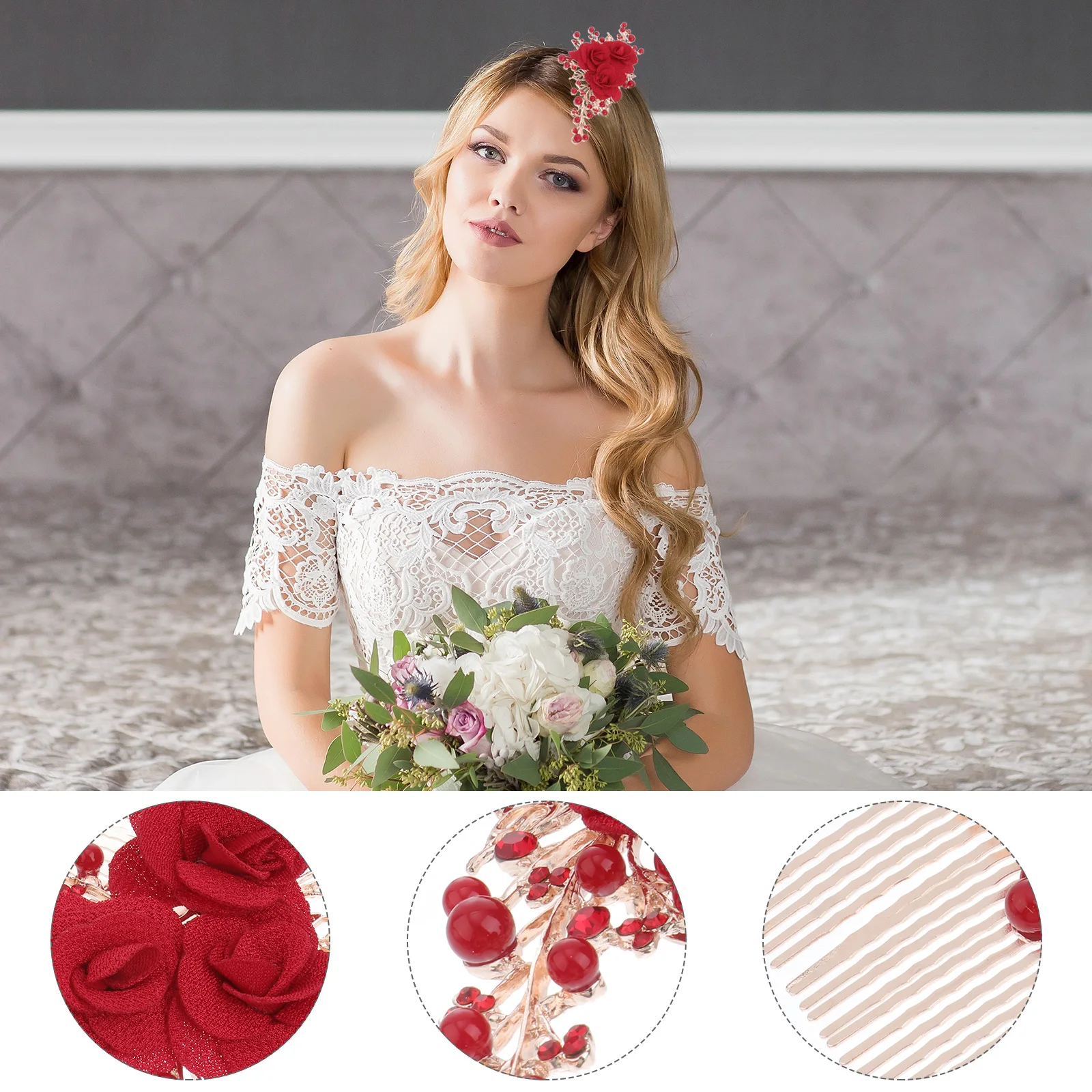 

Bridal Headdress Hair Comb Wedding Headpiece Floral Bride Insert Comb Hairpin Elegant Charm Accessories