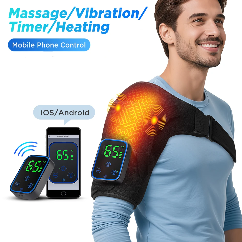 Smart APP Cordless Shoulder Heating Massager,Vibration Massage,Electric Shoulder Brace,Detachable Controller,Joint Muscle Relax