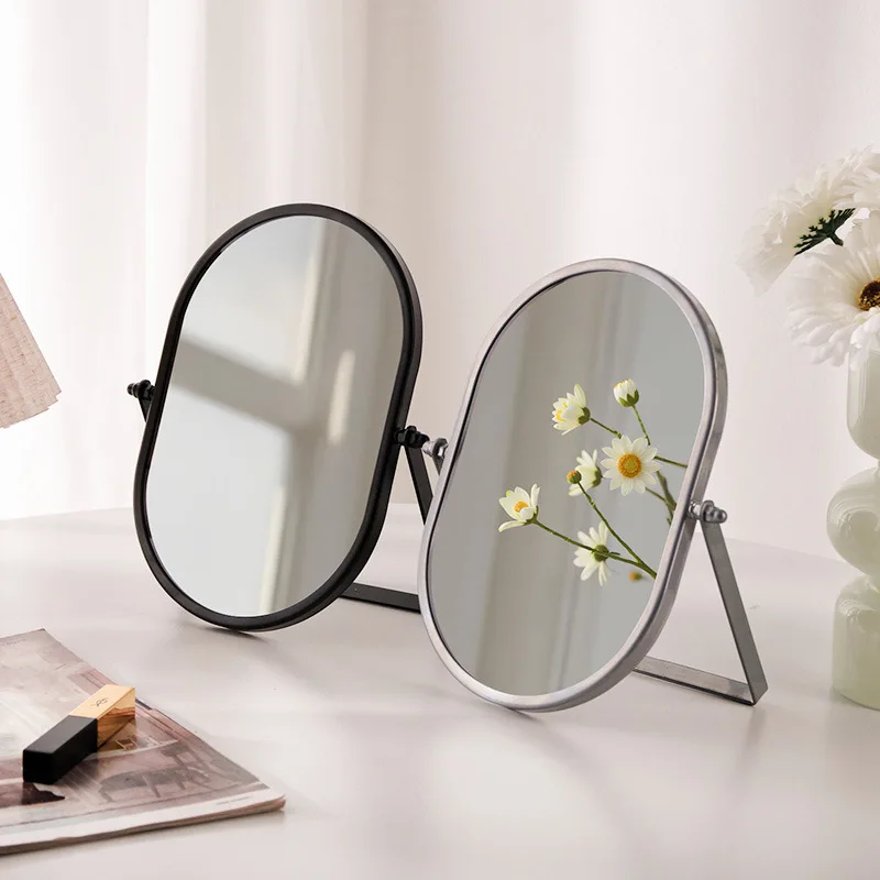 Foldable Oval Makeup Mirror - Compact Travel Vanity Mirror for Bedroom, Tabletop Desktop Portable Makeup Mirror