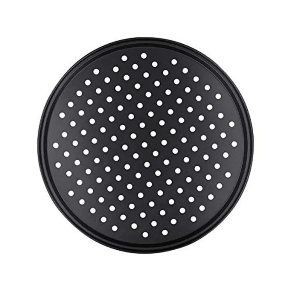 Carbon Steel Perforated Pizza Pan Non Stick Ro UndOven Tray With Holes Cooking Plate Dishes Holder Baking Tool