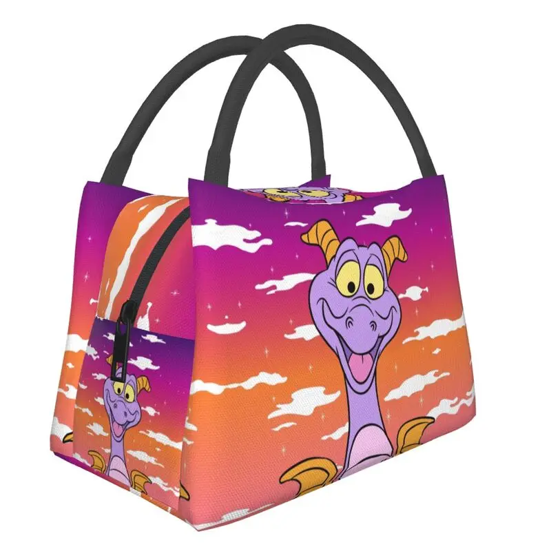 Sunset Figment Purple Dragon Insulated Lunch Bags for Women Cartoon Dinosaur Thermal Cooler Lunch Box Office Picnic Travel