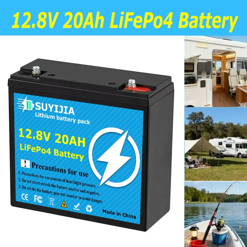 

12.8V 20Ah LiFePO4 Lithium Battery 3000+ Cycles - 12V 256Wh Deep Cycle Battery with 30A BMS for Kids Scooter, Boat Trolling Moto