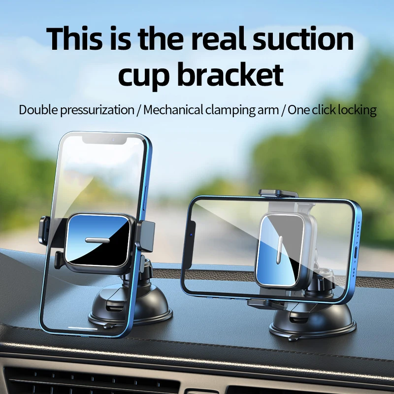 Car Phone Holder Stand Gravity Dashboard Phone Holder Universial Mobile Phone Support Suction Cup Fixed 360-Degree Adjustment