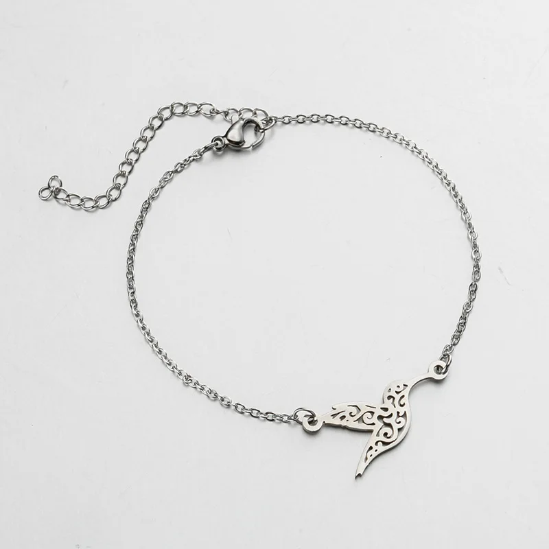 Stainless Steel Hummingbird Bracelet Fashion Hollow Bird Charm Bracelets Rainforest Animal Jewelry Gifts