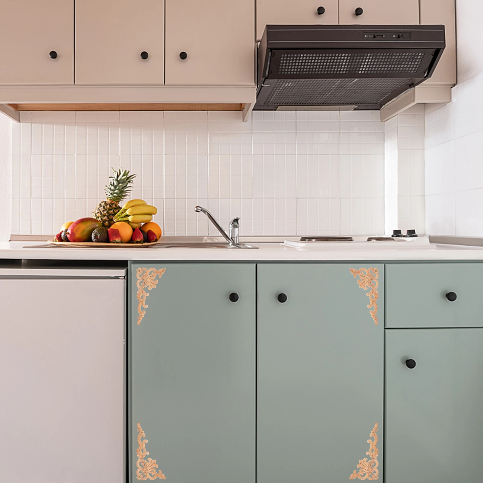 

4pcs Solid Wood Corner Rosettes Carved Trim Molding For Furniture Cabinet Door Vintage Decor Wood Appliques Onlays Baroque Home