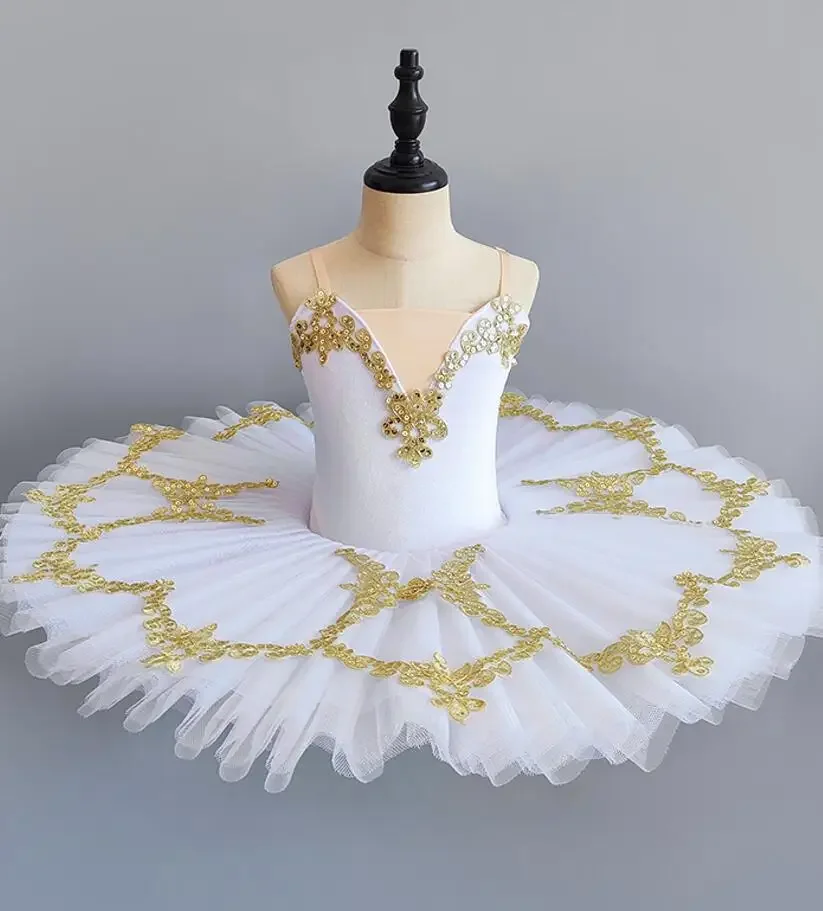 Blanc rose professionnel Tutu Ballet enfant lac des cygnes Costumes enfants crêpe Tutu ballerine robe Ballet Tutu pour les filles