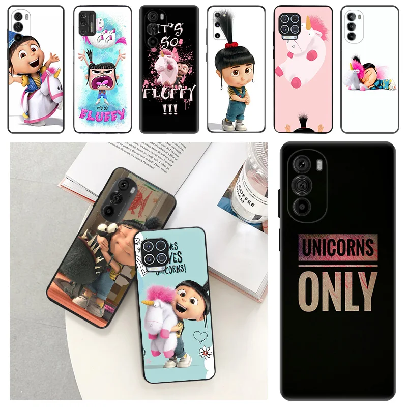 Phone Case For Motorola G71 G73 G72 G53 G52 G32 G22 G60 G51 G50 G31 G30 G9 My Fluffy Unicorn Agnes Black Soft Protective Cover