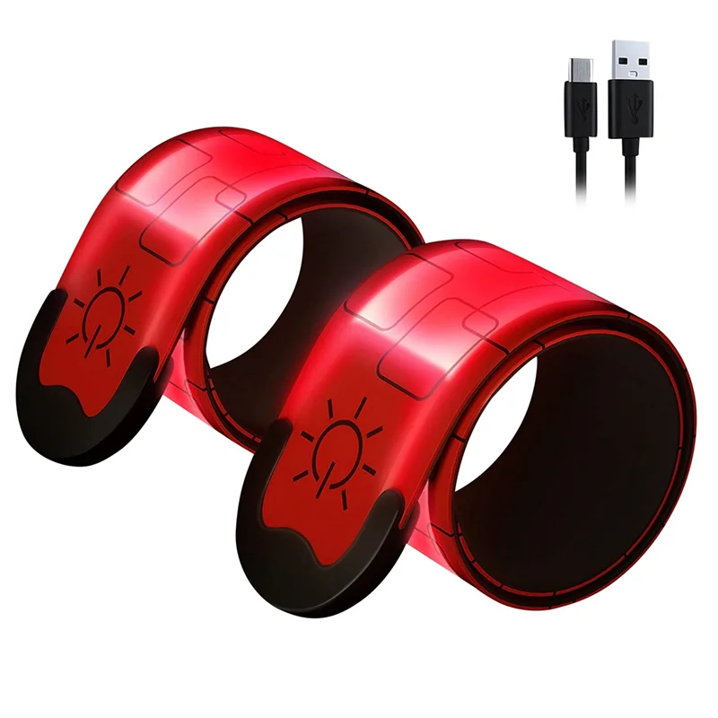 

2 Pack USB Rechargeable Reflective Armbands,High Visibility Light Up Band for Runners,Bikers,Walkers,Pet