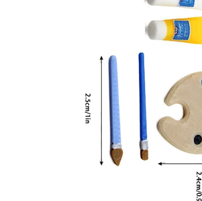 Artistic 1/12 Dollhouse Miniature Art Supplies Set; Pigment Tube, Paint Brush, Palette for Doll House Draw Room Decorations