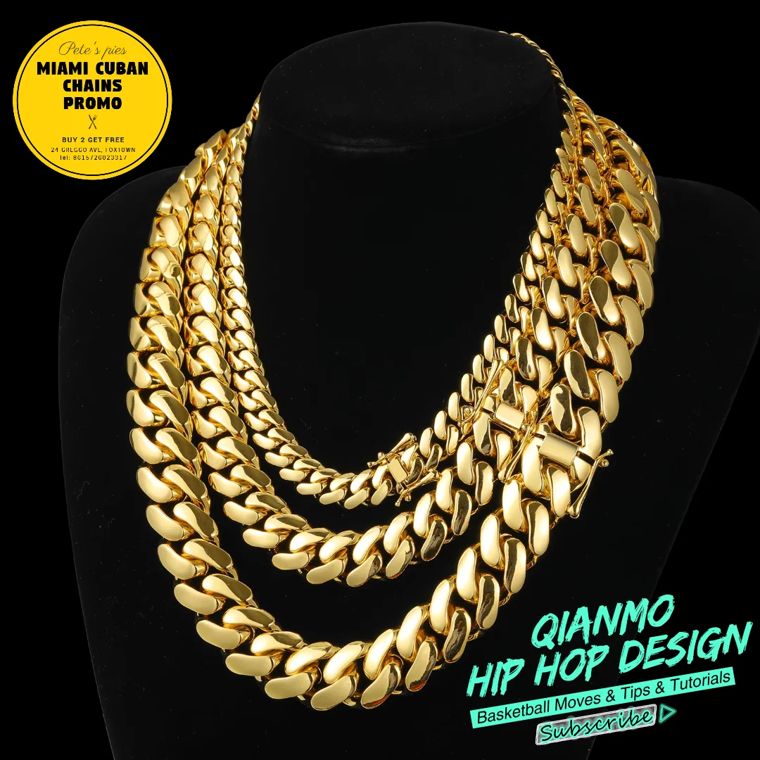 Upgrade 12/14/18/20/22mm Solid Stainless Steel Cuban Miami Link Chain Necklaces for Men Hip Hop Bling Iced out Rapper Jewelry