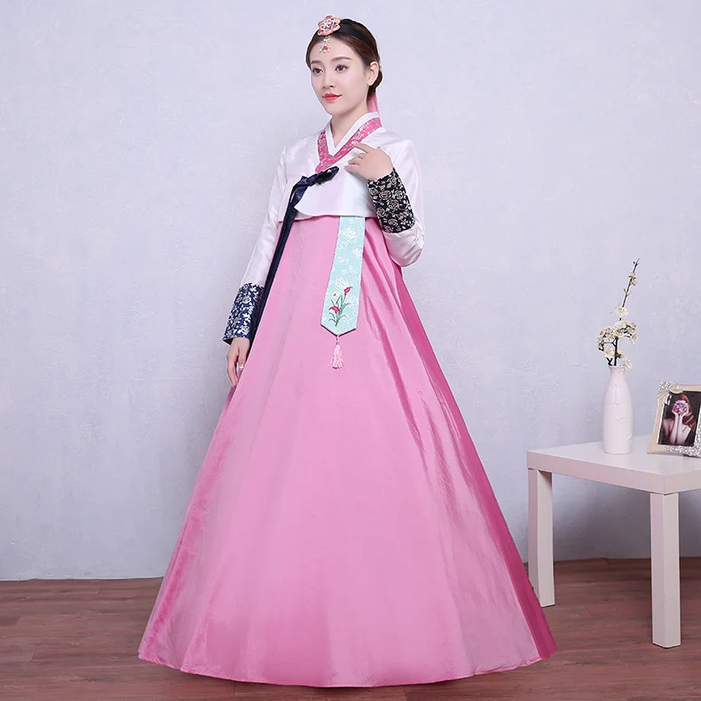 

High Quality Multicolor Traditional Korean Hanbok Dress Women Folk Stage Dance Costume Baby Girl Traditional Wedding Party