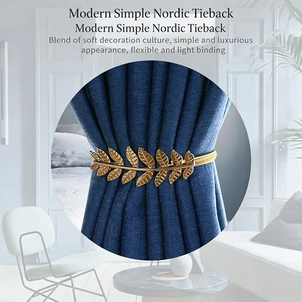 Stretch Elastic Curtain Buckle Straps Metal Leaf Gold Silver Color Curtain Tiebacks Multi Purpose Chain Dress Belt