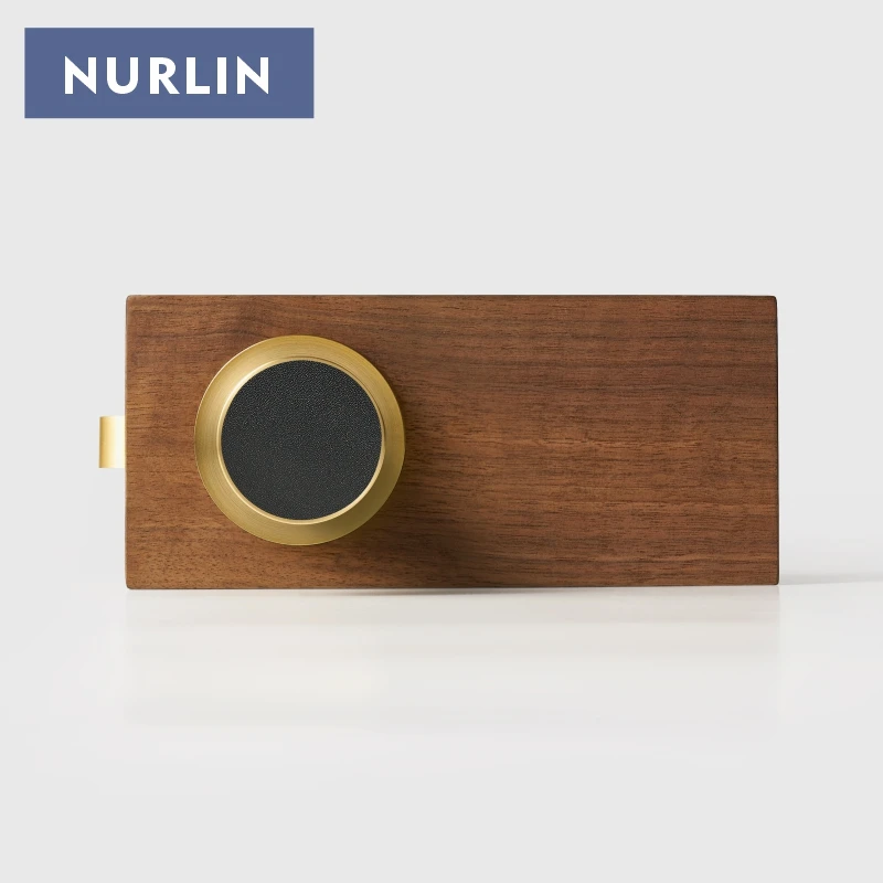 Nurlin US-amerikanischer Standard Echtleder Messing Türgriff-Set für Durchgangstüren, Privatsphäre und Dummy-Türen, matt gebürstetes Messing