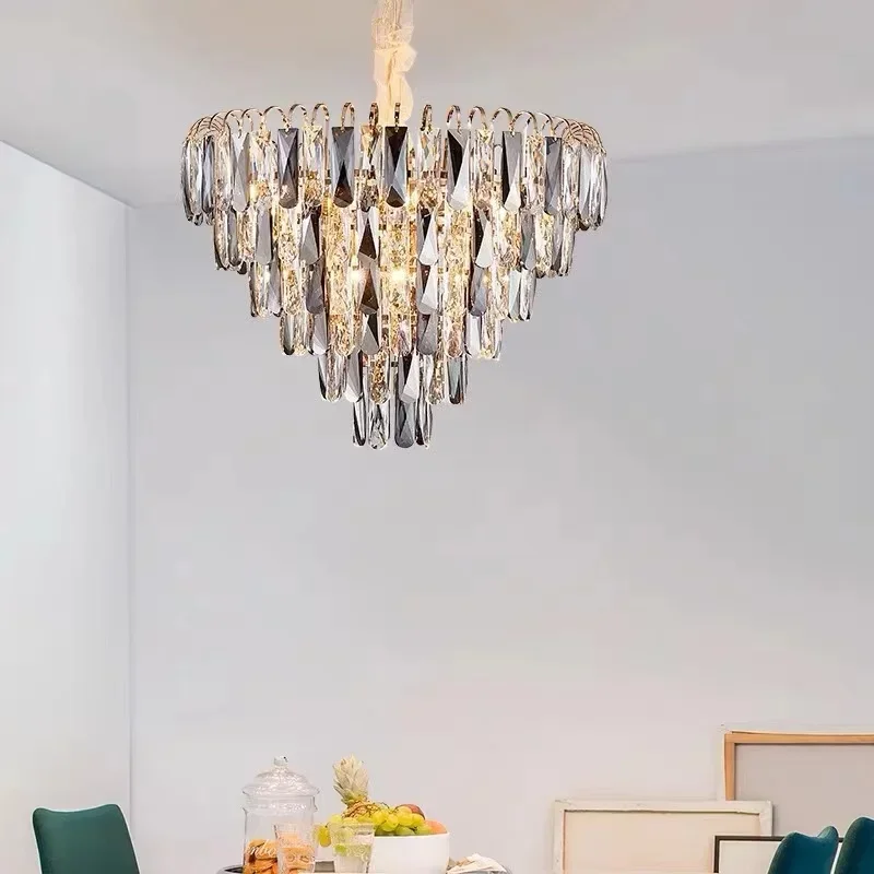 Gold Modern Chandelier Lighting for Living Room Luxury Round Crystal Lamp Home Decoration Chain Led Crystal Light Fixtures