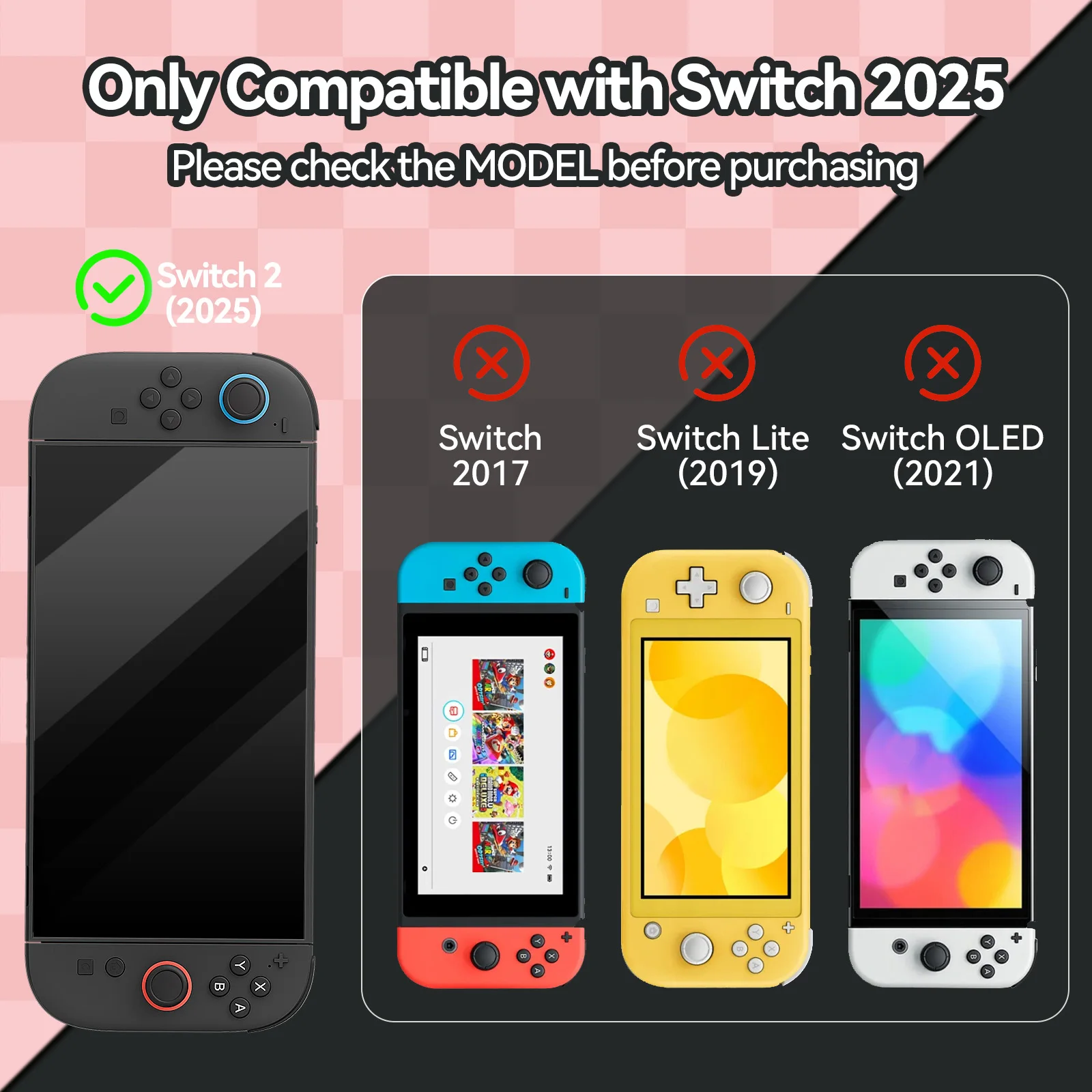 GeekShare Slim Protective Case Compatible with Switch 2 , Anti-Scratche and Shock-Absorption Dockable Hard Shell,Gothic Bunny