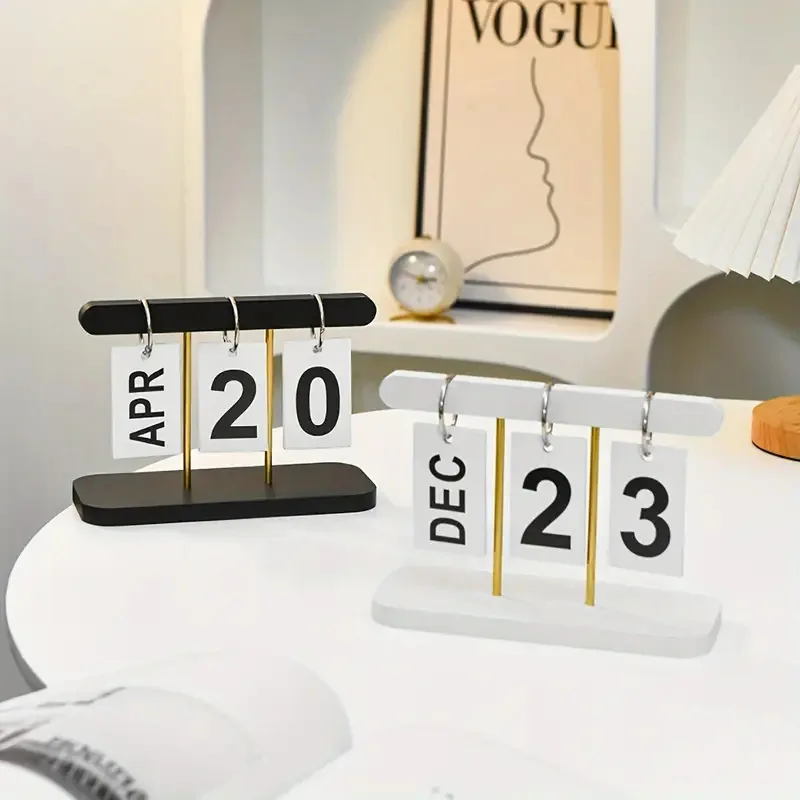 Light Luxury Flip Calendar Desk Calendar Decoration Home Living Room Entrance Hall Office Desk Wine Cabinet Decoration