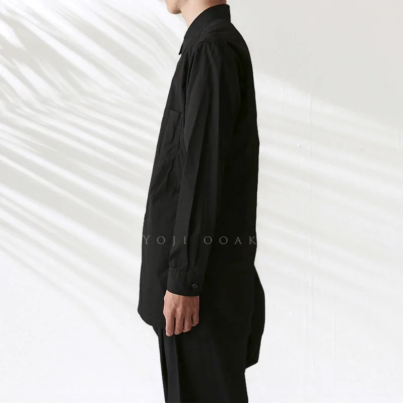 قميص YOJI OOAK من القطن البوبلين مع فتحة خلفية وقميص بوبلين قطني أصلي بأكمام طويلة وطية صدر السترة #4