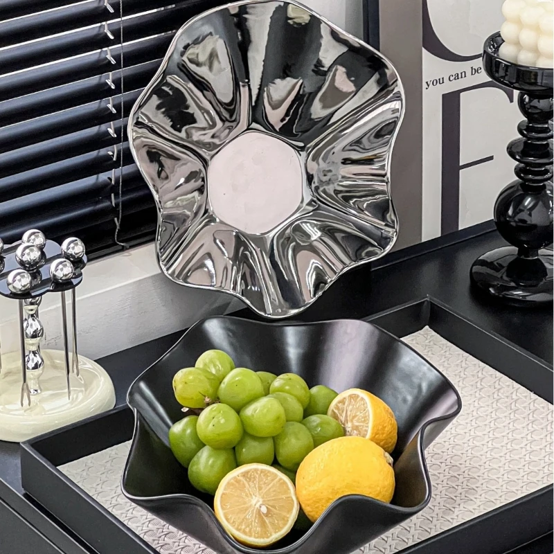 

Creative Ceramic High-end Fruit Plate Home Living Room Table Dried Fruit Plate Light Luxury Fruit Basket Snack Display Plate