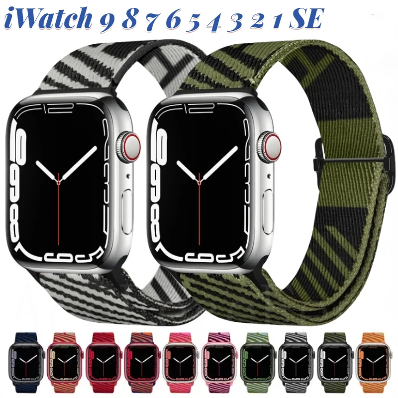 

Nylon Loop Strap For Apple Watch Band Ultra 45mm 44mm 42mm 41mm 40mm 38mm Adjustable Bracelet Belt iWatch 8 7 6 5 4 3 SE Correa