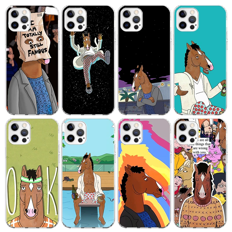 Cartoon B-BoJack Horsemans Phone Case For iPhone 16 15 14 13 12 Mini 11 Pro Max Cover 7 Plus X XS XR 8 + SE Silicone Shell Print