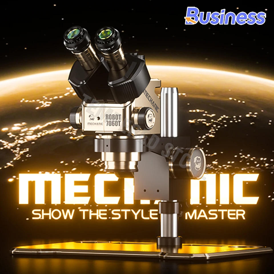 MECHANIC ROBOT 7060T-TG Trinocular Stereo Microscope 6.5-60X