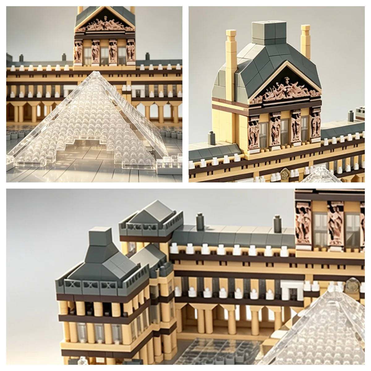 Micro Mini Louvre Museum Blocks, 3D World Famous Building, Art Decor Exotic Desktop Ornament, Adult Builder Educational Toy