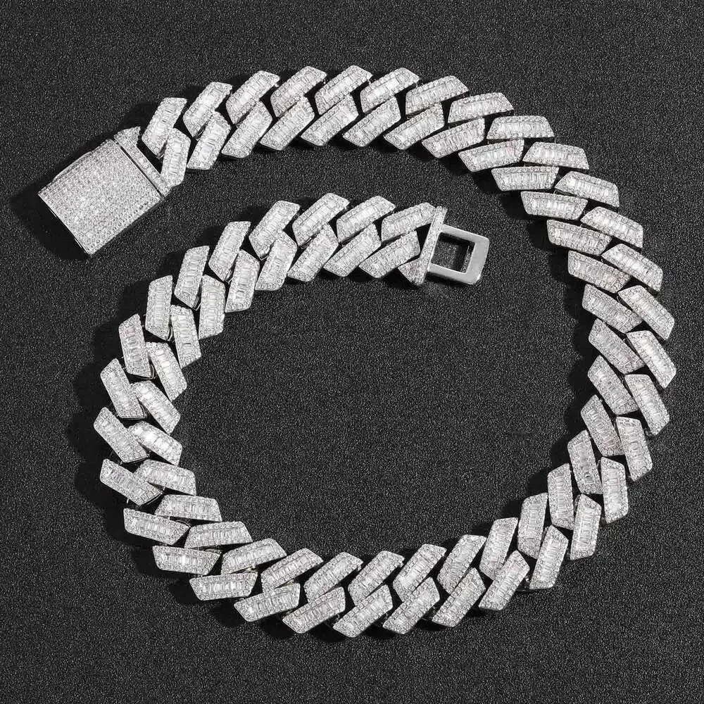 

Aaa Gems Хип-Хоп Ювелирные Изделия 20 мм Белое Позолоченное Iced Out Cuban Link Cz Prong Кубинская Цепочка Ожерелье Алмазная Кубинская Цепочка