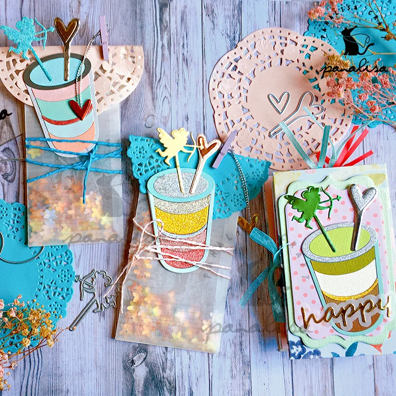 Cupcake Ice‑cream Cupid Angel Frame Metal Cutting Dies For DIY Scrapbooking Birthday Greeting Card Paper Craft Embossing Supplie