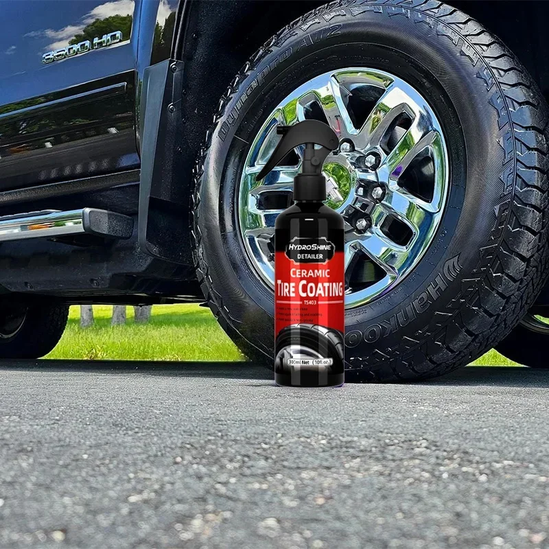 Hydroshine Ceramic Tire Coating Shine Spray Tyre Gloss Plastic Rubber Wheel Restorer Black Spray Liquid Refurbishing Agent image 4