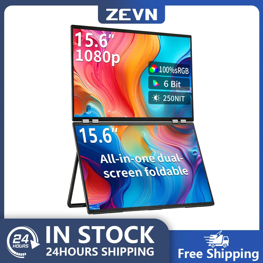 ZEVN 15.6 Inch Portable Computer Monitor 100sRGB Portable Laptop Monitor for PS4/5 Switch Xbox Phone