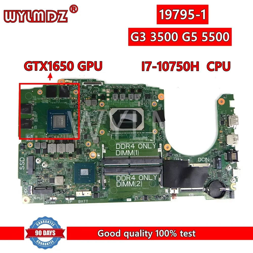 19795-1 i7-10750H CPU GTX1650 Laptop Motherboard For Dell  G3 3500 G5 5500 Notebook Mainboard CN 0D1G65 Test OK