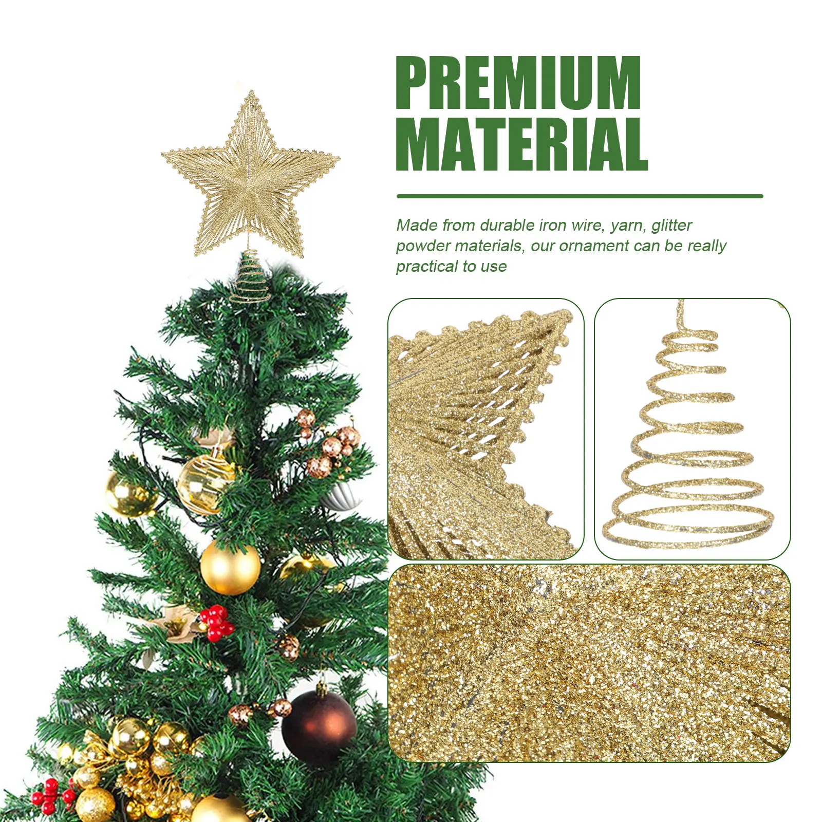 

Decor Decorations Outdoor Christmas Ornament Glitter Star Tree Topper Xmas Mini