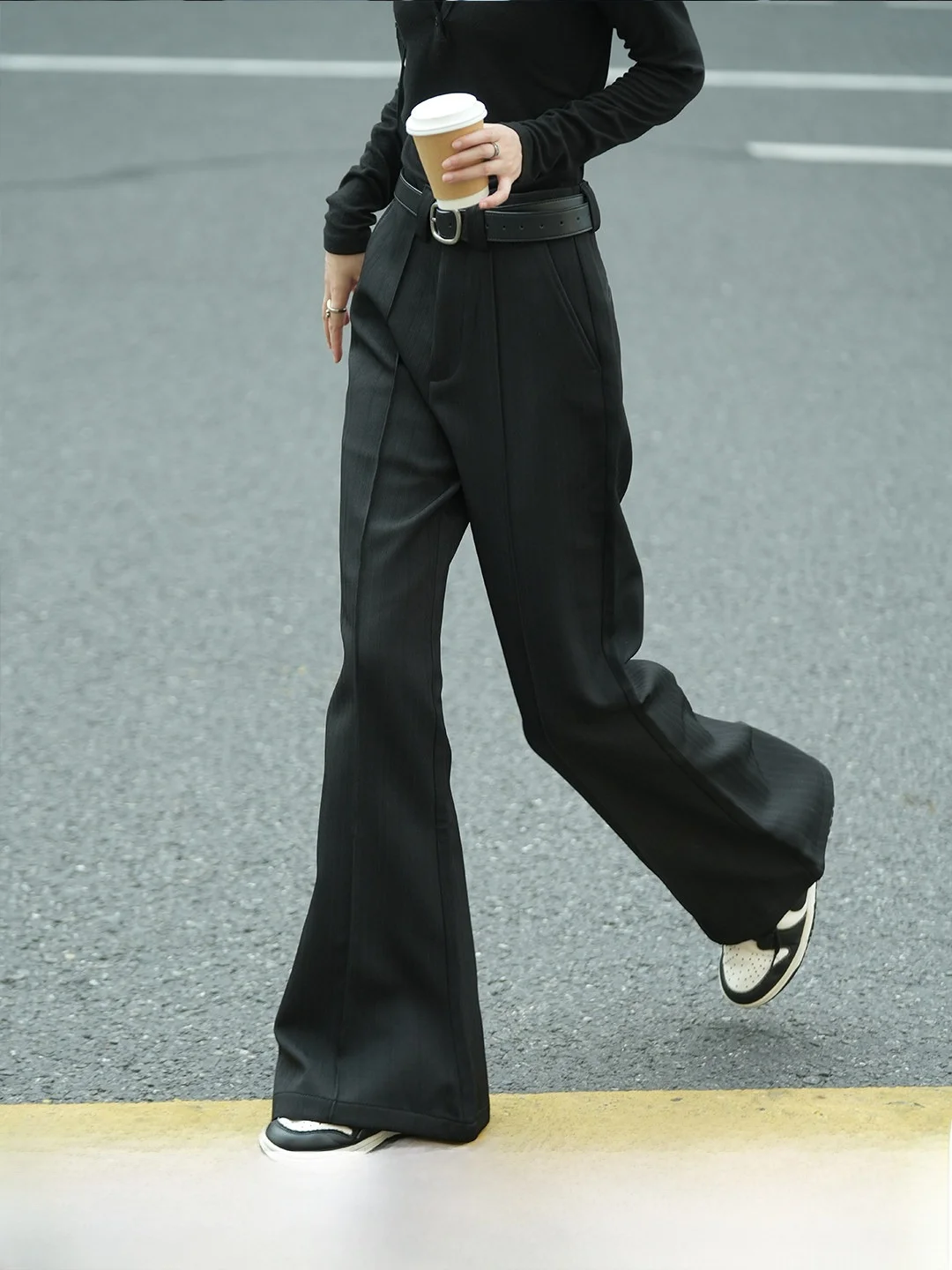 Luna7xi High Waist Loose Fit Black Suit Pants for Women Spring New Style Elegant Design Casual Chic Ladies Trousers